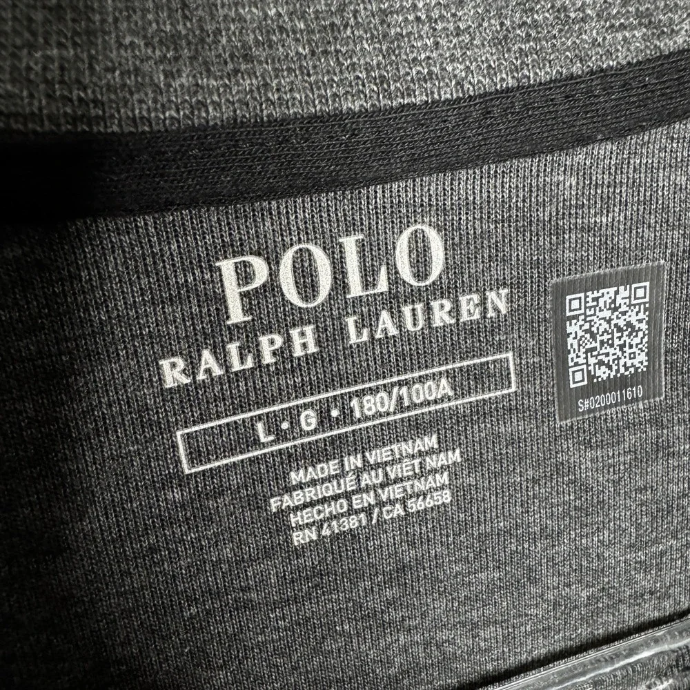 Polo Ralph Lauren Mens 1/4 Snap‎ Zip Pullover Sweatshirt Grey Large L Quarter